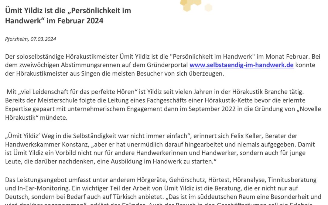 „Persönlichkeit im Handwerk“