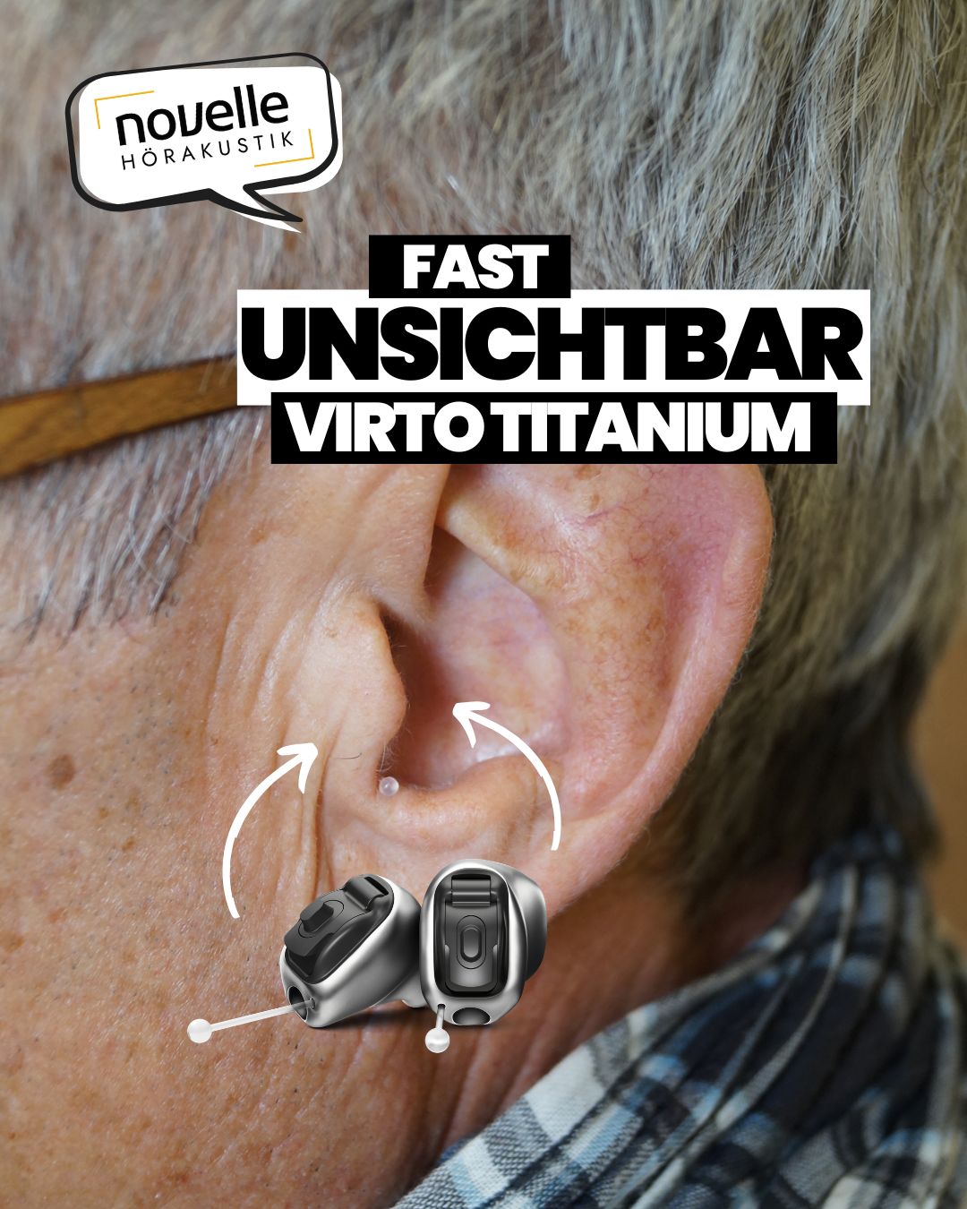 Novelle Hörakustik in Singen Hörgeräte in Singen - Kunde - Virto Titanium Infinio - In dem Ohr Hörgeräte