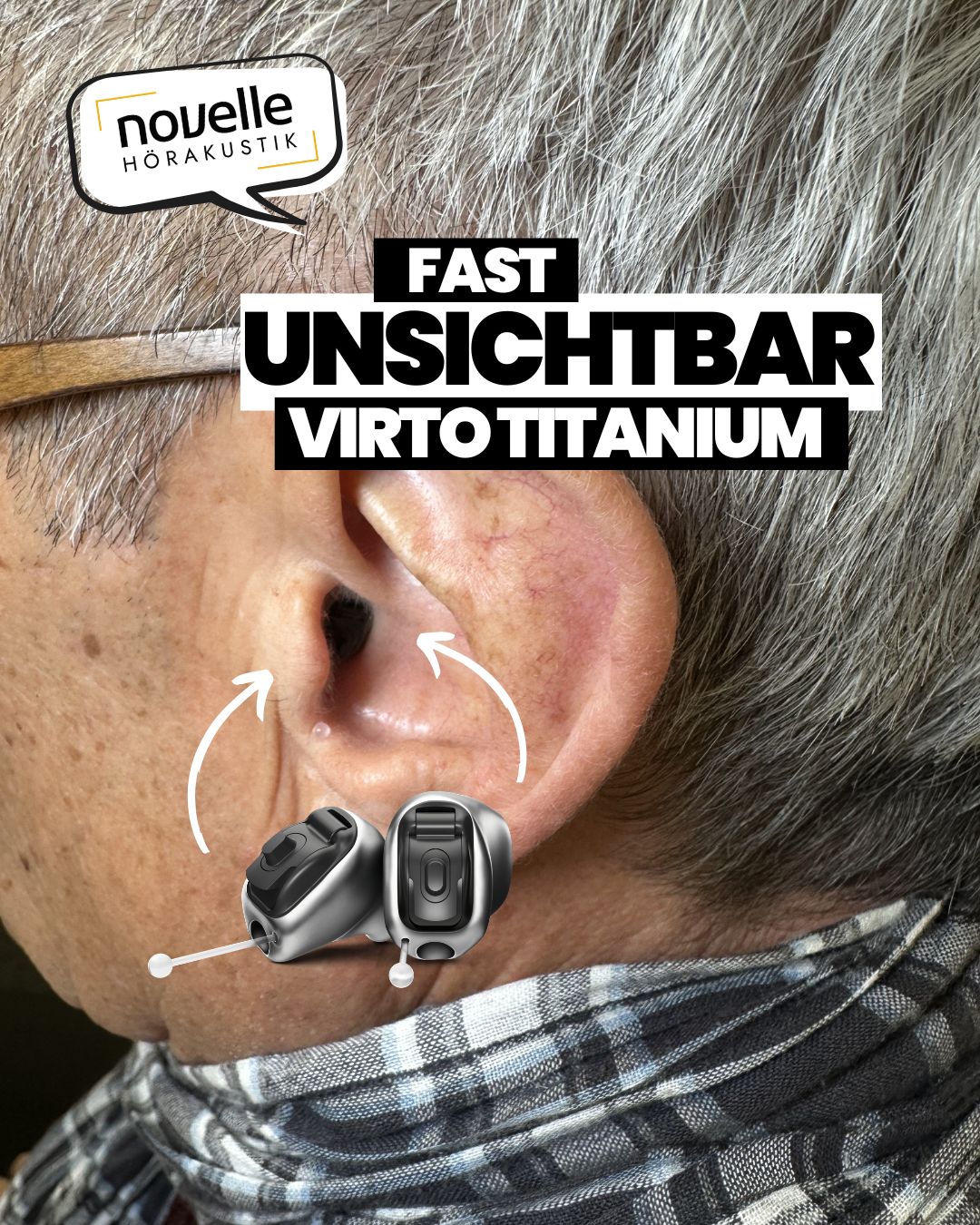 Novelle Hörakustik in Singen Hörgeräte in Singen - Kunde - Virto Titanium Infinio - In dem Ohr Hörgeräte